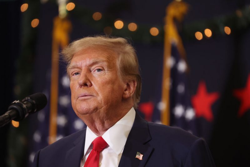 WATERLOO, IOWA - DECEMBER 19: Republican presidential candidate and former U.S. President Donald Trump looks on during a campaign event on December 19, 2023 in Waterloo, Iowa. Iowa Republicans will be the first to select their party's nomination for the 2024 presidential race, when they go to caucus on January 15, 2024. (Photo by Scott Olson/Getty Images)