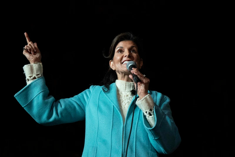US-POLITICS-VOTE-HALEY
US Republican presidential hopeful and former UN Ambassador Nikki Haley speaks during a campaign event at New Realm Brewing Company on February 4, 2024 in Charleston, South Carolina. (Photo by Allison Joyce / AFP) (Photo by ALLISON JOYCE/AFP via Getty Images)