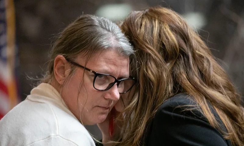 Jury Deliberates In Manslaughter Trial For Jennifer Crumbley, Mother Of Oxford, Michigan School Shooter PONTIAC, MICHIGAN - FEBRUARY 5: Jennifer Crumbley (L), the mother of Oxford school shooter Ethan Crumbley, speakss with her attorney, Shannon Smith, in Oakland County Circuit Court after she was called back into the courtroom when the jury had a question during their deliberations on four counts of involuntary manslaughter on February 5, 2024 in Pontiac, Michigan. This is the first time in U.S. history that a parent has been charged with and tried for involuntary manslaughter for a mass school shooting committed by their child. Her husband, James Crumbley, goes on trial in March for the same charges. (Photo by Bill Pugliano/Getty Images)