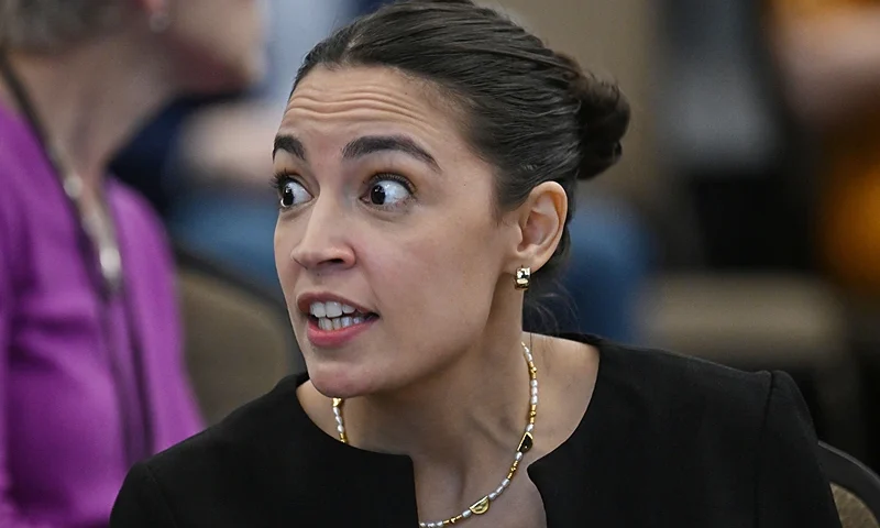 Rep. Alexandria Ocasio-Cortez (D-NY) attends the House Democratic Caucus Issues Conference in Leesburg, Virginia, on February 8, 2024. (Photo by Jim WATSON / AFP) (Photo by JIM WATSON/AFP via Getty Images)