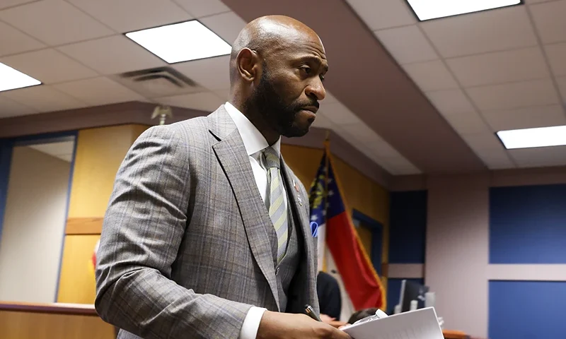 ATLANTA, GA - FEBRUARY 15: Fulton County Special Prosecutor Nathan Wade attends a hearing in the case of the State of Georgia v. Donald John Trump at the Fulton County Courthouse on February 15, 2024 in Atlanta, Georgia. Judge Scott McAfee is hearing testimony as to whether DA Fani Willis and Wade should be disqualified from the case for allegedly lying about a personal relationship. (Photo by Alyssa Pointer-Pool/Getty Images)