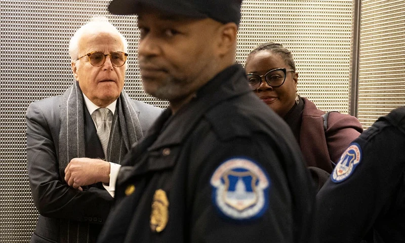 WASHINGTON, DC - FEBRUARY 21: James Biden, a consultant and brother of U.S. President Joe Biden, boards an elevator as he arrives for a closed-door deposition with the House Oversight Committee at the Thomas P. O'Neill Jr. Federal Building on February 21, 2024 in Washington, DC. Members of the committee are interviewing James Biden as part of the House Republican's impeachment inquiry into the U.S. President. (Photo by Kevin Dietsch/Getty Images)