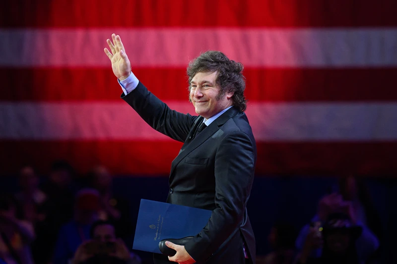 TOPSHOT-US-POLITICS-CONSERVATIVES
TOPSHOT - Argentine President Javier Milei arrives to speak during the annual Conservative Political Action Conference (CPAC) meeting on February 24, 2024, in National Harbor, Maryland. (Photo by Mandel NGAN / AFP) (Photo by MANDEL NGAN/AFP via Getty Images)TOPSHOT-US-POLITICS-CONSERVATIVES
TOPSHOT - Argentine President Javier Milei arrives to speak during the annual Conservative Political Action Conference (CPAC) meeting on February 24, 2024, in National Harbor, Maryland. (Photo by Mandel NGAN / AFP) (Photo by MANDEL NGAN/AFP via Getty Images)