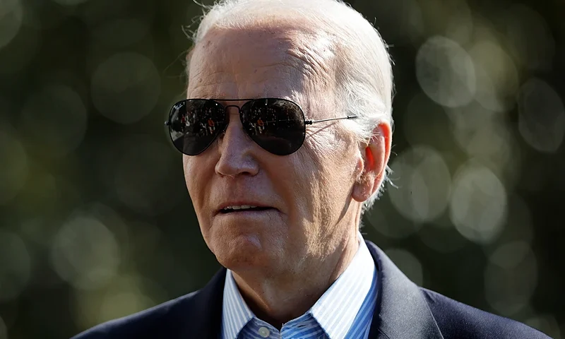 WASHINGTON, DC - FEBRUARY 29: U.S. President Joe Biden walks across the South Lawn before boarding the Marine One presidential helicopter and departing the White House on February 29, 2024 in Washington, DC. In the throes of a re-election campaign, Biden is traveling to Brownsville, Texas, near the U.S.-Mexico border on the same day that Republican rival and former President Donald Trump is scheduled to visit the border. (Photo by Chip Somodevilla/Getty Images)
