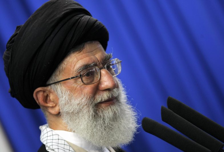 Iran's supreme leader Ayatollah Ali Khamenei addresses the faithful at the weekly Muslim Friday prayers at Tehran University on June 19, 2009. Khamenei called for an end to street protests over last week's disputed presidential election, siding with declared winner Mahmoud Ahmadinejad, in his first public appearance after daily protests over the official results. AFP PHOTO/BEHROUZ MEHRI (Photo credit should read BEHROUZ MEHRI/AFP via Getty Images)
