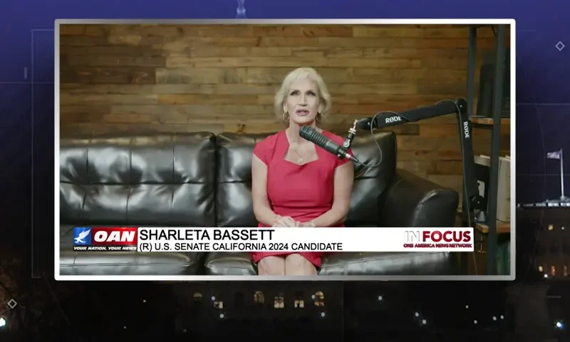 Video still from In Focus on One America News Network during an interview with the guest, Sharleta Bassett.