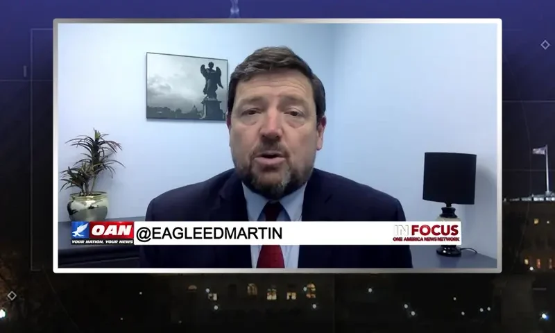 Video still from In Focus on One America News Network during an interview with the guest, Ed Martin.