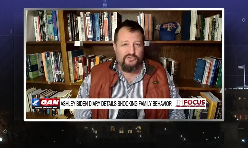 Video still from In Focus on One America News Network during an interview with the guest, Noel Frische.