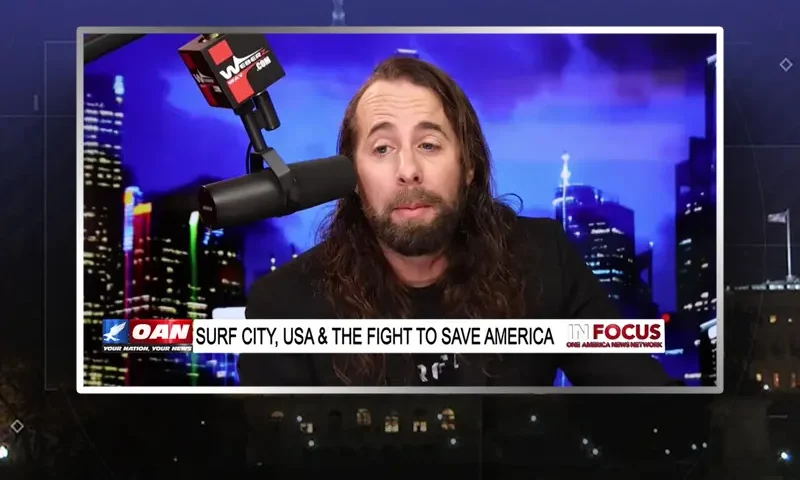 Video still from In Focus on One America News Network during an interview with the guest, Jess Weber.