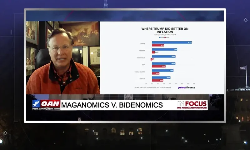 Video still from In Focus on One America News Network during an interview with the guest, Dr. Dave Brat.