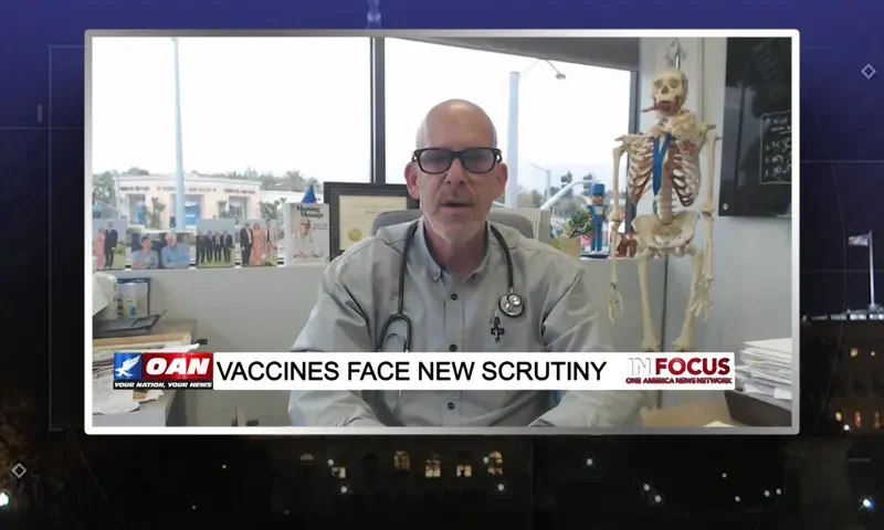 Video still from In Focus on One America News Network during an interview with the guest, Dr. Jeff Barke.