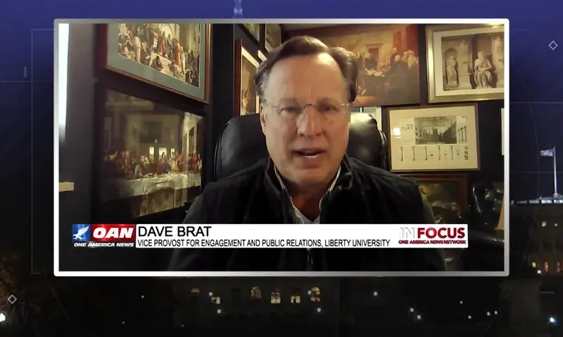 Video still from In Focus on One America News Network during an interview with the guest, Dr. Dave Brat.