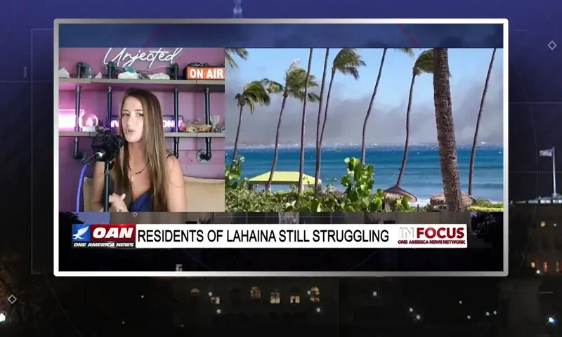 Video still from In Focus on One America News Network during an interview with the guest, Shelby Hosana.
