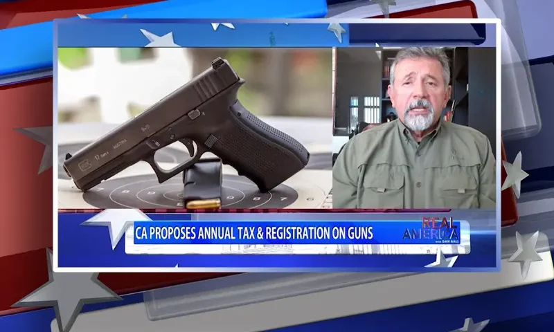 Video still from Real America on One America News Network during an interview with the guest, Sam Paredes.