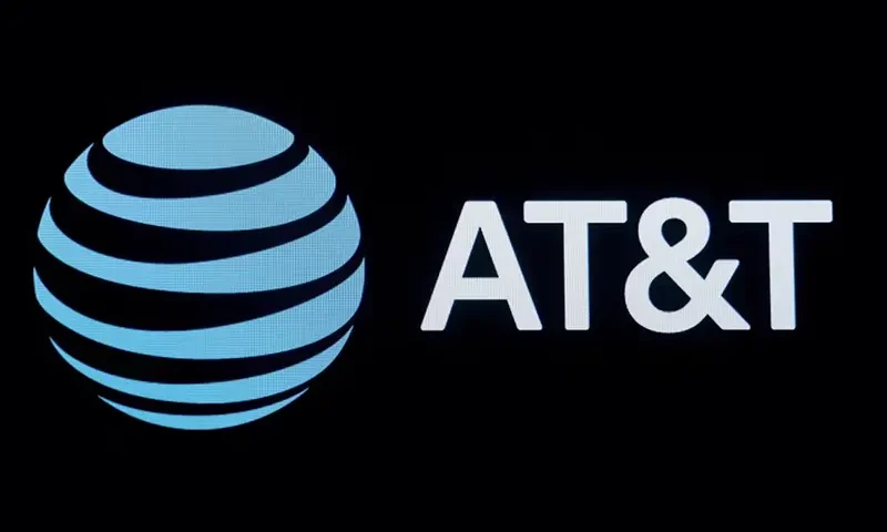 The company logo for AT&T is displayed on a screen on the floor at the New York Stock Exchange (NYSE) in New York, U.S., September 18, 2019. REUTERS/Brendan McDermid/File Photo