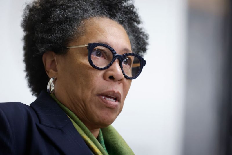 WASHINGTON, DC - OCTOBER 04: Housing and Urban Development Secretary Marcia Fudge speaks during the Freedman's Bank Forum in the Cash Room at the Treasury Department on October 04, 2022 in Washington, DC. According to the department, the forum is focused on "efforts to increase economic opportunity and growth for communities of color and address the persistent drivers of the racial wealth divide." (Photo by Chip Somodevilla/Getty Images)