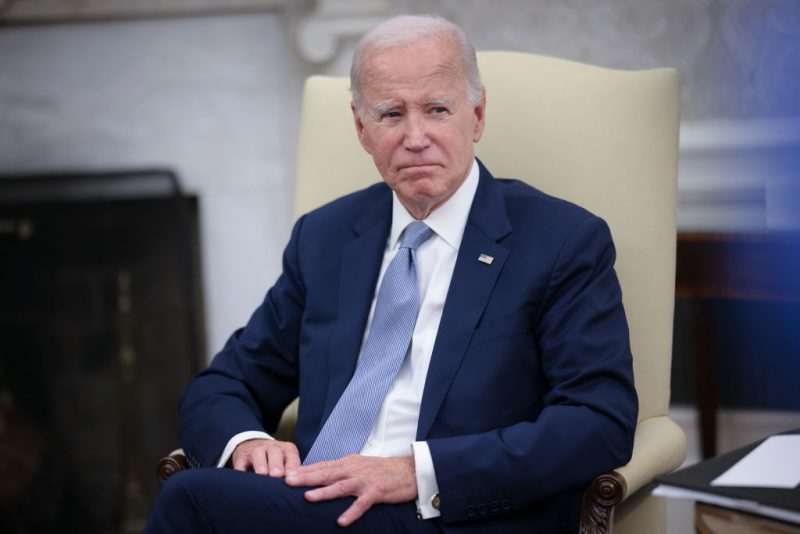 WASHINGTON, DC - AUGUST 29: U.S. President Joe Biden speaks while meeting with President Rodrigo Chaves Robles of Costa Rica in the Oval Office of the White House August 29, 2023 in Washington, DC. Biden and Robles were expected to discuss a range of bilateral issues during the meeting. (Photo by Win McNamee/Getty Images)