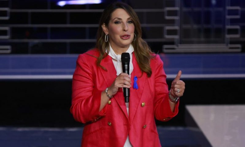MIAMI, FLORIDA - NOVEMBER 08: RNC Chairwoman Ronna McDaniel delivers remarks before the NBC News Republican Presidential Primary Debate at the Adrienne Arsht Center for the Performing Arts of Miami-Dade County on November 8, 2023 in Miami, Florida. Five presidential hopefuls including, former New Jersey Gov. Chris Christie, former U.N. Ambassador Nikki Haley, Florida Gov. Ron DeSantis, Vivek Ramaswamy and U.S. Sen. Tim Scott (R-SC), squared off in the third Republican primary debate as former U.S. President Donald Trump, currently facing indictments in four locations, declined again to participate. (Photo by Joe Raedle/Getty Images)