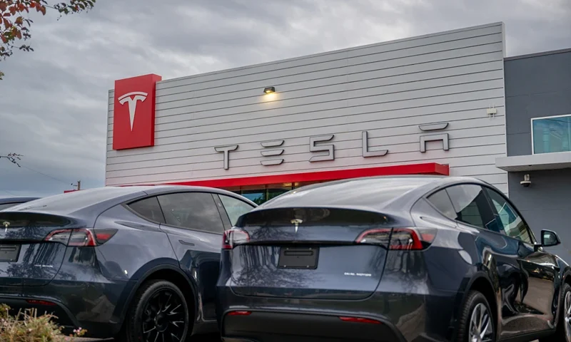 Tesla Issues Recall On 2 Million Of Its Vehicles In The U.S. Due To Autopilot Issue AUSTIN, TEXAS - DECEMBER 13: A Tesla dealership is seen on December 13, 2023 in Austin, Texas. Tesla is recalling nearly all vehicles sold in the US after a near two-year investigation by the National Highway Traffic Safety Administration found a defect in the Autopilot system. (Photo by Brandon Bell/Getty Images)