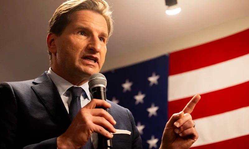 Democratic Presidential Candidate Dean Phillips Holds Campaign Rally In Manchester, New Hampshire On Eve Of Primary MANCHESTER, NEW HAMPSHIRE - JANUARY 22: Democratic challenger U.S. Rep. Dean Phillips speaks to supporters during a campaign rally on January 22, 2024 in Manchester, New Hampshire. Phillips, a House Democrat for Minnesota, is challenging President Biden in the Democratic primary race. Residents prepare to head to the polls tomorrow for the New Hampshire Primary. (Photo by Brandon Bell/Getty Images)