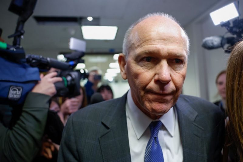 WASHINGTON, DC - JANUARY 24: Boeing CEO Dave Calhoun speaks to reporters as he departs from a meeting at the office of Sen. Mark Warner (D-VA) on Capitol Hill January 24, 2024 in Washington, DC. Calhoun is meeting with Senators on Capitol Hill this week after Boeing was forced to ground the 737 Max 9 aircraft fleet after an accident earlier this month. (Photo by Anna Moneymaker/Getty Images)(Photo by Anna Moneymaker/Getty Images)