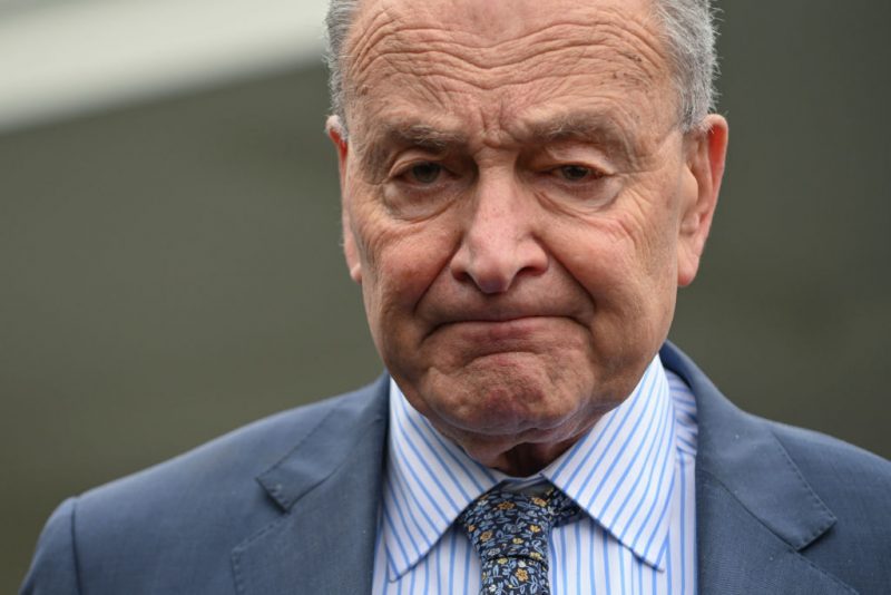 WASHINGTON, DC - FEBRUARY 27: Senate Majority Leader Chuck Schumer (D-NY) delivers remarks to the press after meeting with U.S. President Joe Biden, Vice President Kamala Harris, and Senate Minority Leader Mitch McConnell (R-KY) and House Speaker Mike Johnson (R-LA) on February 27, 2024 at the White House in Washington, DC. The president plans to discuss the urgency of legislation to keep federal funding going past midnight on Friday, as well as his requests for billions of dollars in aid for Ukraine and Israel. (Photo by Roberto Schmidt/Getty Images)
