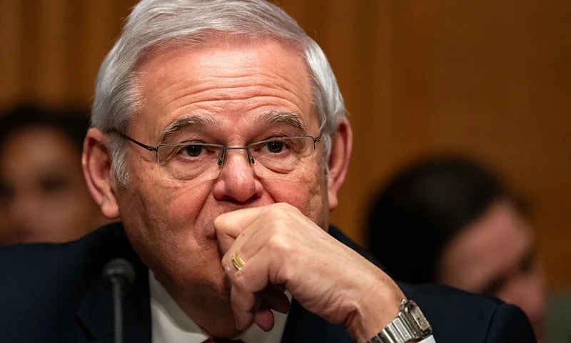 WASHINGTON, DC - MARCH 7: Sen. Bob Menendez (D-NJ) looks on before the start of a Senate Banking, Housing and Urban Affairs Committee hearing where Federal Reserve Bank Chairman Jerome Powell would testify on Capitol Hill on March, 7 2024 in Washington, DC. Powell testified during a hearing titled "The Semiannual Monetary Policy Report to the Congress." Menendez has recently been hit with new changes in the federal bribery indictment against him. (Photo by Kent Nishimura/Getty Images)