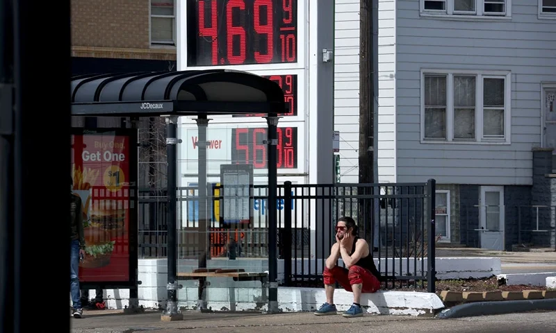 CHICAGO, ILLINOIS - MARCH 12: Gas prices are displayed at a gas station on March 12, 2024 in Chicago, Illinois. Gas prices climbed 3.8% percent in February after falling 3.3% the previous month. The Consumer Prices Index showed prices overall rose .04% for the same month which was more than analysts had expected and the largest increase since September. (Photo by Scott Olson/Getty Images)