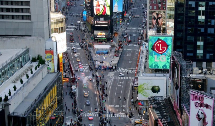 NEW YORK - NOVEMBER 28: Nextel Cup Series drivers, lead by the 2007 NASCAR Nextel Cup Series Champion, Jimmie Johnson, drive through Times Square in a victory lap through the streets of midtown November 28, 2007 in New York City. (Photo by Chris McGrath/Getty Images)
