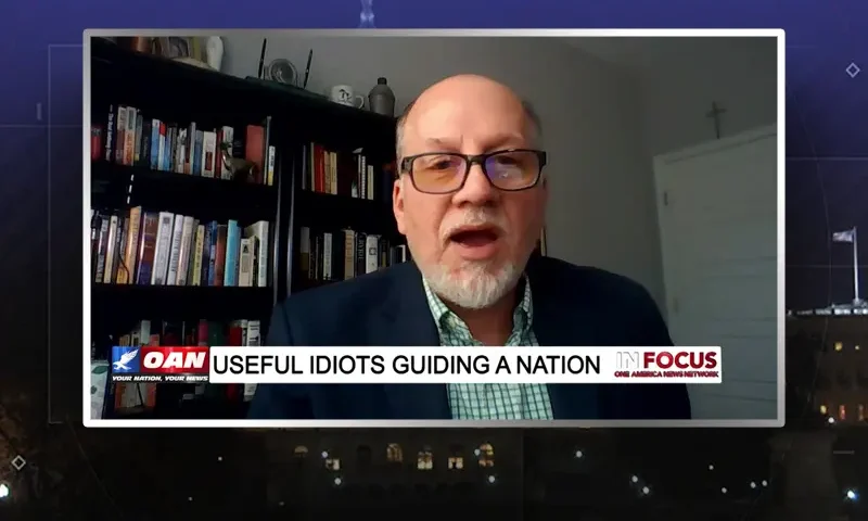 Video still from In Focus on One America News Network during an interview with the guest, Leo Hohmann.