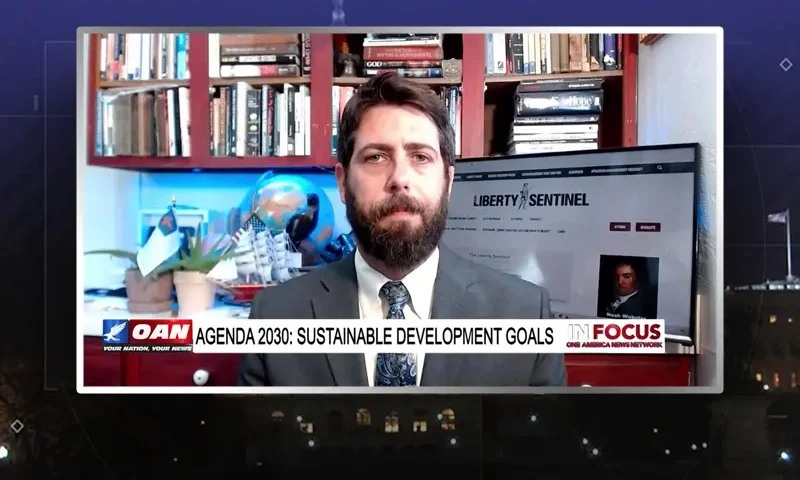 Video still from In Focus on One America News Network during an interview with the guest, Alex Newman.
