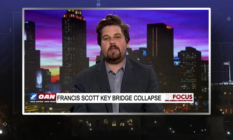 Video still from In Focus on One America News Network during an interview with the guest, Riley Lewis.