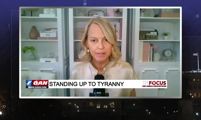 Video still from In Focus on One America News Network during an interview with the guest, Michelle Klann.
