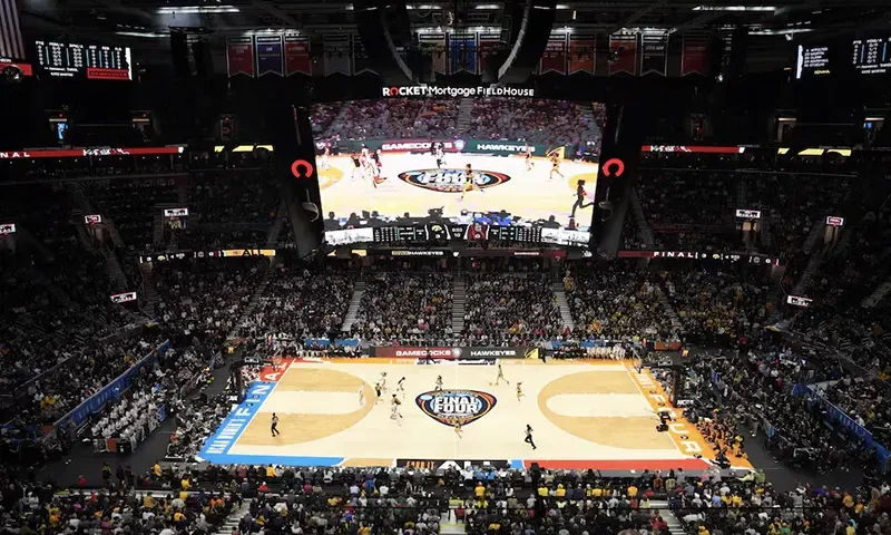 A general overall view of the 2024 NCAA Tournament Women's Final Four championship game between the South Carolina Gamecocks and the Iowa Hawkeyes at Rocket Mortgage FieldHouse. Mandatory Credit: Kirby Lee-USA TODAY Sports