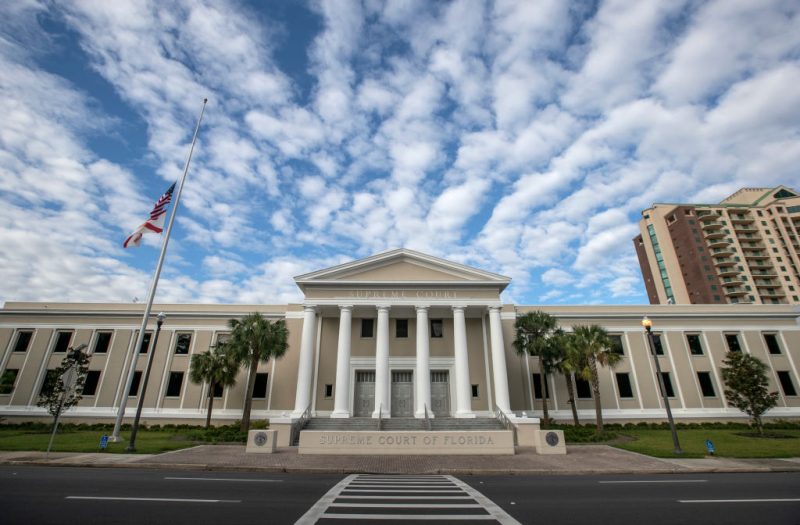 TALLAHASSEE, FL - NOVEMBER 10: The Florida Supreme Court building is pictured on November 10, 2018 in Tallahassee, Florida. Three close midtern election races for governor, senator, and agriculture commissioner are expected to be recounted in Florida. (Photo by Mark Wallheiser/Getty Images)