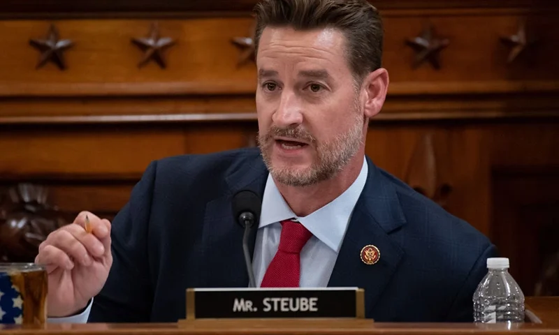 Representative Greg Steube, Republican of Florida, questions witnesses during a House Judiciary Committee hearing on the impeachment of US President Donald Trump on Capitol Hill in Washington, DC, December 4, 2019. - The next phase of impeachment begun December 4 in the US Congress, as lawmakers weigh charges against Donald Trump, after the high-stakes inquiry into the president detailed "overwhelming" evidence of abuse of power and obstruction. Four constitutional scholars will testify before the House Judiciary Committee in the first of a series of hearings to establish the gravity of Trump's alleged crimes. (Photo by SAUL LOEB / POOL / AFP) (Photo by SAUL LOEB/POOL/AFP via Getty Images)