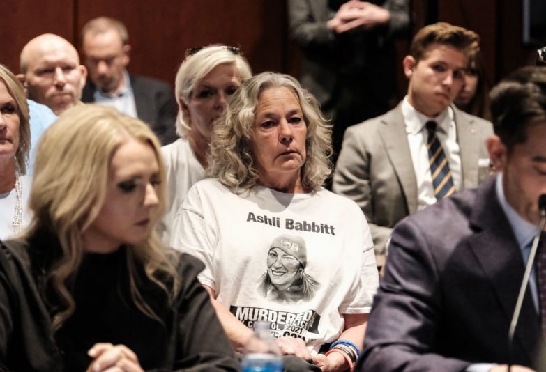 WASHINGTON, DC - JUNE 13: Michelle "Micki" Witthoeft, the mother of Ashli Babbitt attends a House January 6th field hearing held by Rep. Matt Gaetz (R-FL) in the U.S. Capitol on June 13, 2023 in Washington, DC. Babbitt was shot and killed after entering the Capitol during the January 6th riot. (Photo by Michael A. McCoy/Getty Images)