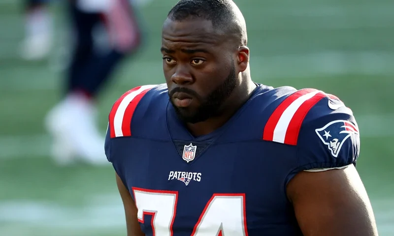 Denver Broncos v New England Patriots FOXBOROUGH, MASSACHUSETTS - OCTOBER 18: Korey Cunningham #74 of the New England Patriots looks on after the game against the Denver Broncos at Gillette Stadium on October 18, 2020 in Foxborough, Massachusetts. (Photo by Maddie Meyer/Getty Images)