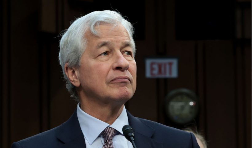 WASHINGTON, DC - DECEMBER 06: Jamie Dimon, Chairman and CEO of JPMorgan Chase, testifies during a Senate Banking Committee hearing at the Hart Senate Office Building on December 06, 2023 in Washington, DC. The committee heard testimony from the largest financial institutions during an oversight hearing on Wall Street firms. (Photo by Win McNamee/Getty Images)