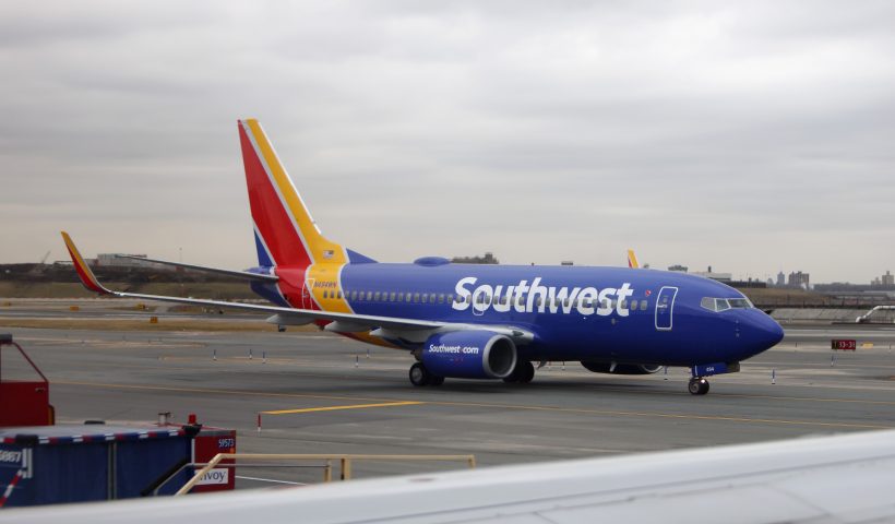 NEW YORK, NEW YORK - FEBRUARY 04: A general view of a Southwest Airlines jet photographed at LaGuardia Airport on February 4, 2024 in the Queens borough of New York City, United States. (Photo by Bruce Bennett/Getty Images)