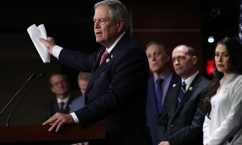WASHINGTON, DC - MARCH 22: U.S. Rep. Ralph Norman (R-SC) speaks alongside fellow Freedom Caucus members during a press conference on the government funding bill at the U.S. Capitol on March 22, 2024 in Washington, DC. The Freedom Caucus chastised House Speaker Mike Johnson (R-LA) for working with Democrats and urged their Republican colleagues not to support the funding bill while calling for a government spending reduction, increased border security and scaling back of the Foreign Intelligence Surveillance Act (FISA). (Photo by Kevin Dietsch/Getty Images)