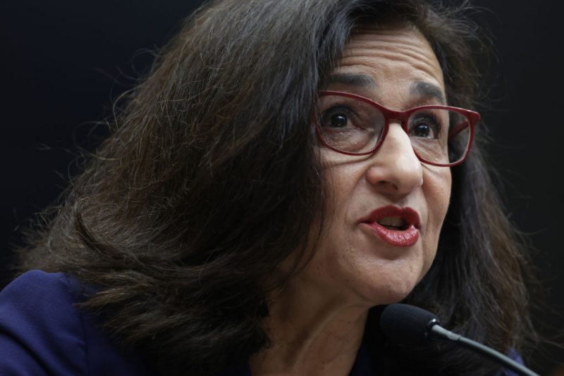 WASHINGTON, DC - APRIL 17: President of Columbia University Nemat “Minouche” Shafik testifies before the House Committee on Education & the Workforce at Rayburn House Office Building on April 17, 2024 in Washington, DC. The committee held a hearing on “Columbia in Crisis: Columbia University’s Response to Antisemitism.” (Photo by Alex Wong/Getty Images)
