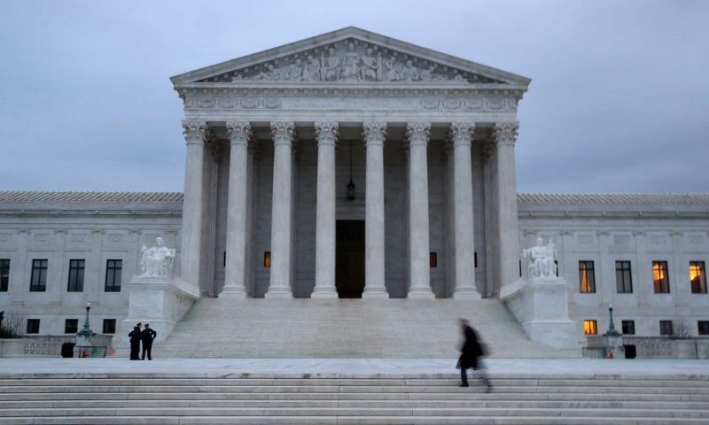 WASHINGTON, DC - JANUARY 31: A man walks up the steps of the U.S. Supreme Court on January 31, 2017 in Washington, DC. Later today President Donald Trump is expected to announce his Supreme Court nominee to replace Associate Justice Antonin Scalia who passed away last year. (Photo by Mark Wilson/Getty Images)