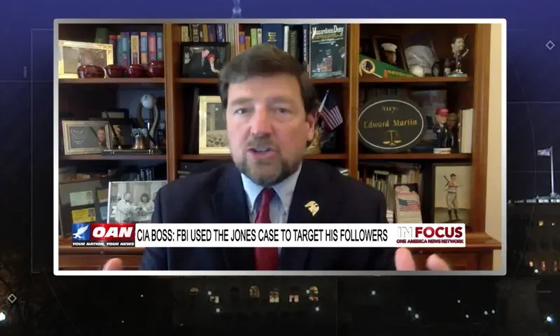 Video still from In Focus on One America News Network during an interview with the guest, Ed Martin.