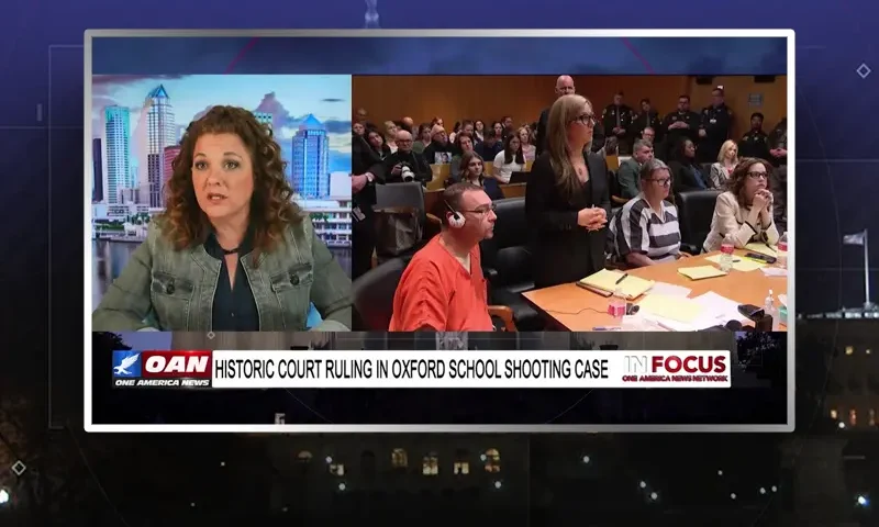 Video still from In Focus on One America News Network during an interview with the guest, KrissAnne Hall.