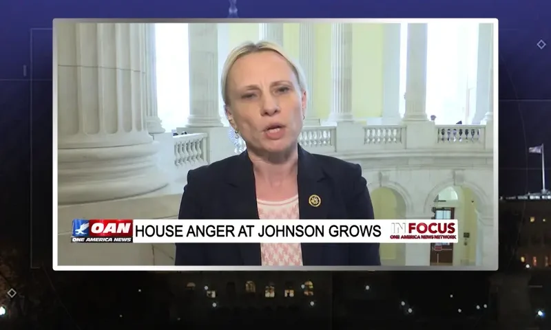 Video still from In Focus on One America News Network during an interview with the guest, Rep. Victoria Spartz.