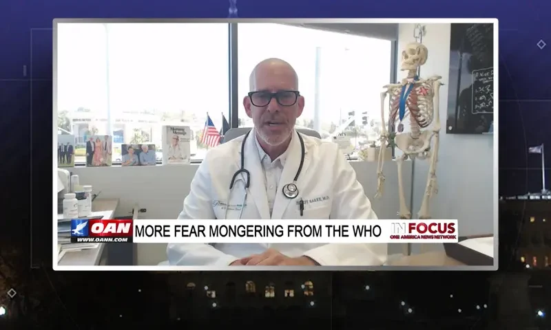 Video still from In Focus on One America News Network during an interview with the guest, Dr. Jeff Barke.