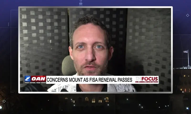 Video still from In Focus on One America News Network during an interview with the guest, Zach Vorhies.