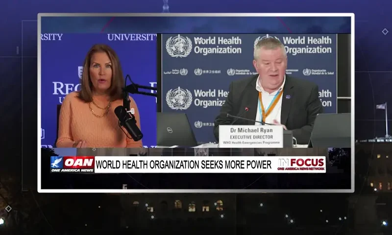 Video still from In Focus on One America News Network during an interview with the guest, Michelle Bachmann.