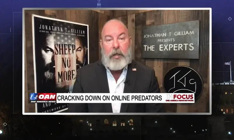 Video still from In Focus on One America News Network during an interview with the guest, Jonathan Gillium.